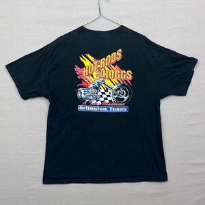 Hot Rods and Hoggs A Texas Roadhouse Graphic T Shirt Mens XL Black Biker Tee